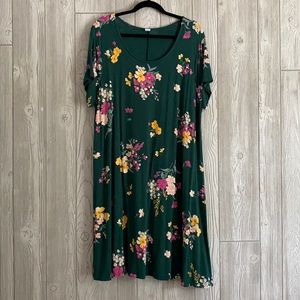Old Navy Green Floral Swing Dress